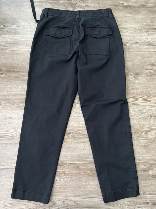 Vince Utility Crop Pants Womens 10 Black Ankle Cropped Belted - Picture 12 of 16